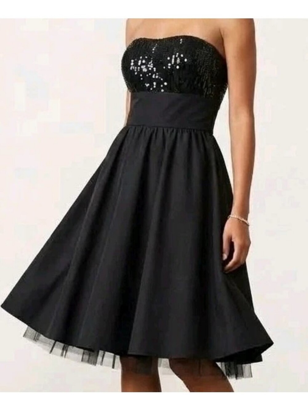 VTG Charlotte Russe Black Strapless Sequin Cocktail Dress 9 Y2K LBD Party Prom